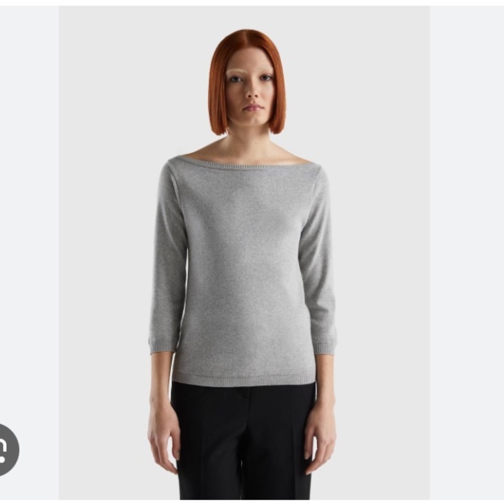 Lauren Ralph Lauren Petites Cable Knit Light 3/4 Sleeve Grey Boatneck Sw…